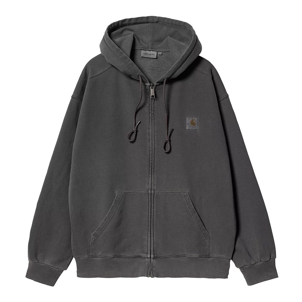 Felpa con cappuccio Carhartt WIP Hooded Nelson Jacket Black Garment Dyed – vista frontale