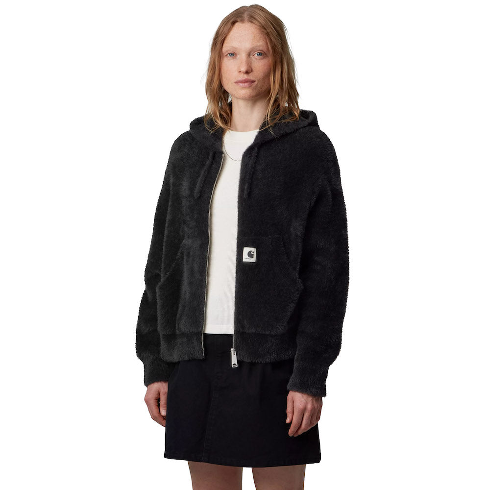 Cardigan Carhartt WIP Women's Maine Active Sweater Jacket Black – indossato vista frontale