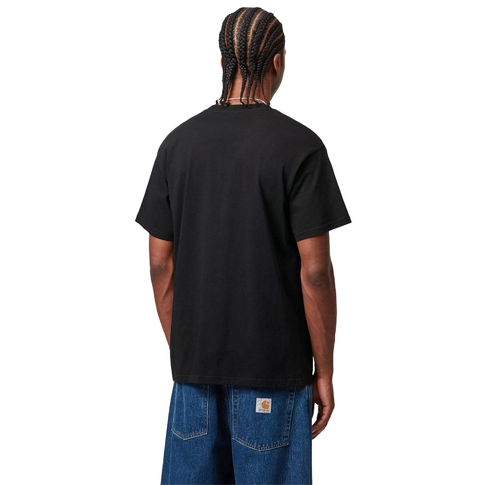 T-shirt Carhartt WIP S/S Script Embroidery T-Shirt Black / White – indossata vista posteriore