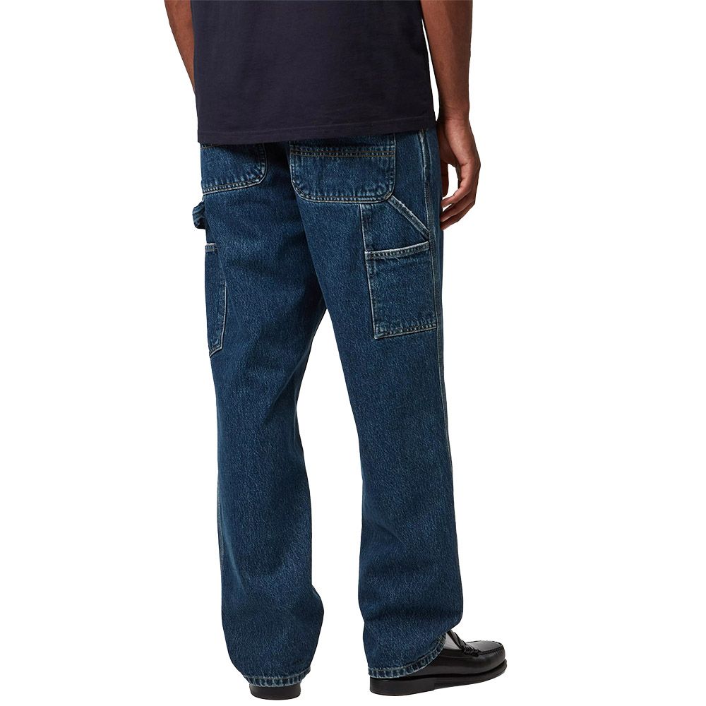 Pantaloni Carhartt WIP Single Knee Pant Blue Stone Washed – indossati vista posteriore