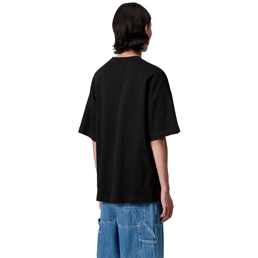 T-shirt Carhartt WIP S/S Signature Script T-Shirt Black / White – indossata vista posteriore