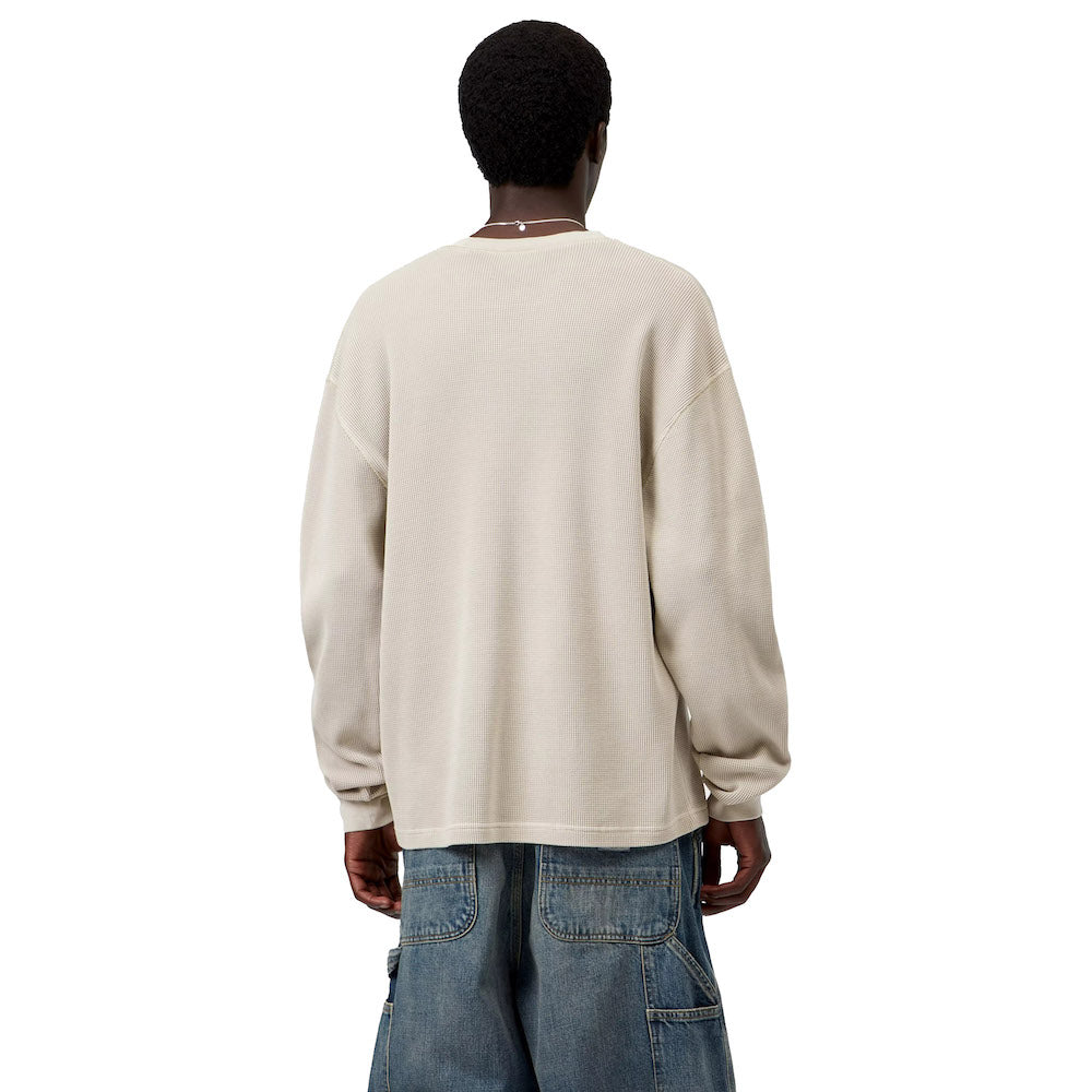 T-shirt Carhartt WIP L/S Vista Waffle T-Shirt Fleur de Sel / Garment Dyed – indossata vista posteriore
