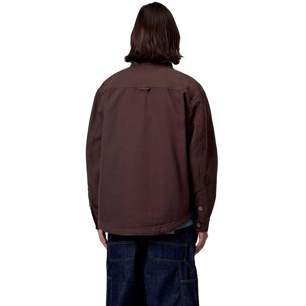 Giacca Carhartt WIP Selby Shirt Jacket Palisander – indossata vista posteriore