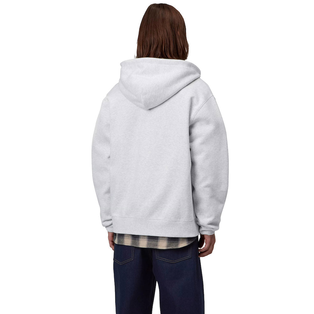 Felpa con cappuccio Carhartt WIP Hooded Mack Sweat Jacket Ash Heather – indossata vista posteriore