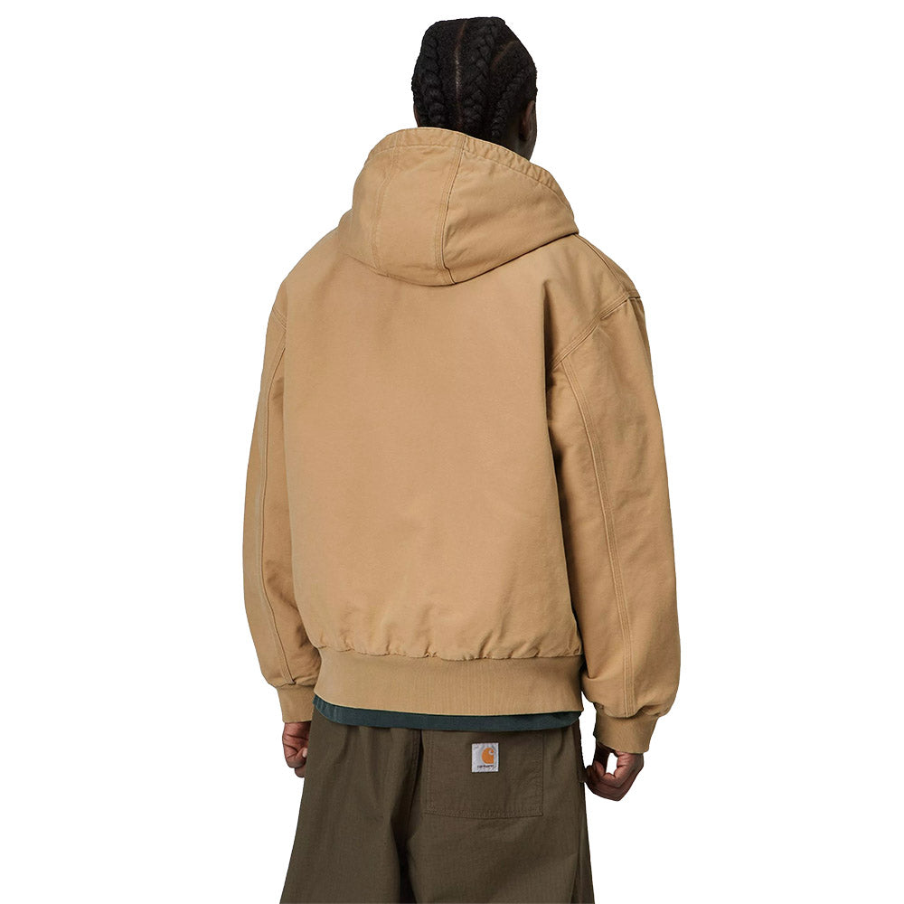 Giacca Carhartt WIP OG Active Jacket Dusty H Stone Canvas – indossata vista posteriore