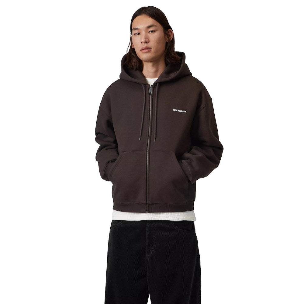 Felpa con cappuccio Carhartt WIP Hooded Ebbert Jacket Tobacco – indossata figura intera