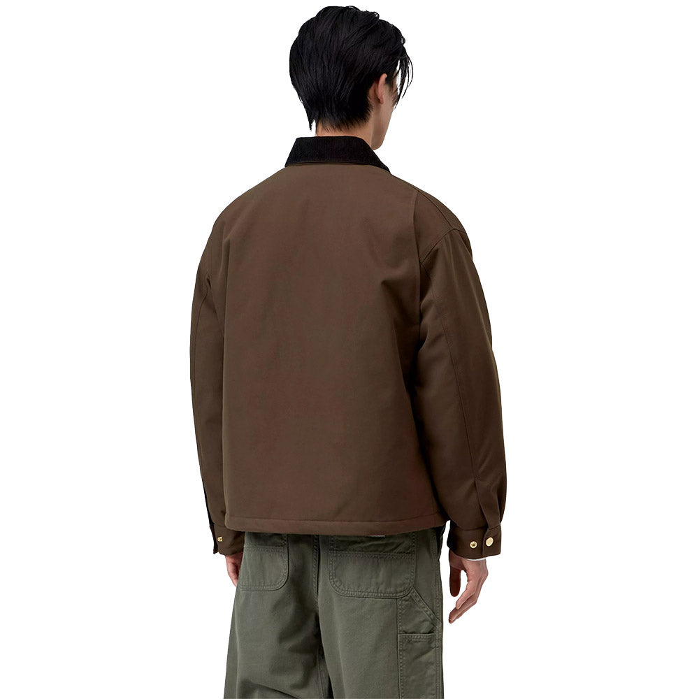 Giacca Carhartt WIP Quentin Jacket Tobacco / Black – indossata vista posteriore