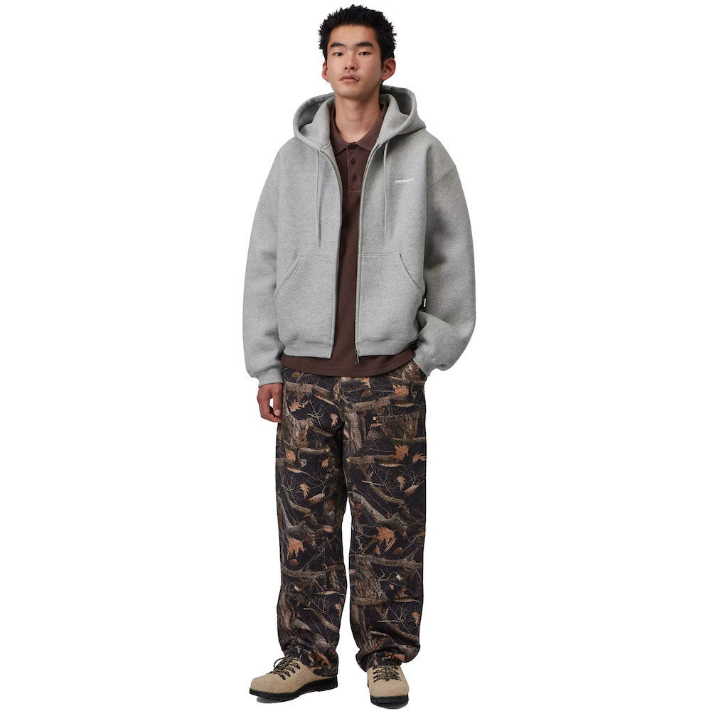 Felpa con cappuccio Carhartt WIP Hooded Ebbert Jacket Grey Heather / White – indossata figura intera