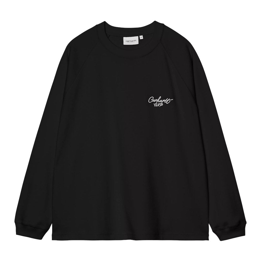 T-shirt Carhartt WIP L/S Signature Rib T-Shirt Black / White – vista frontale