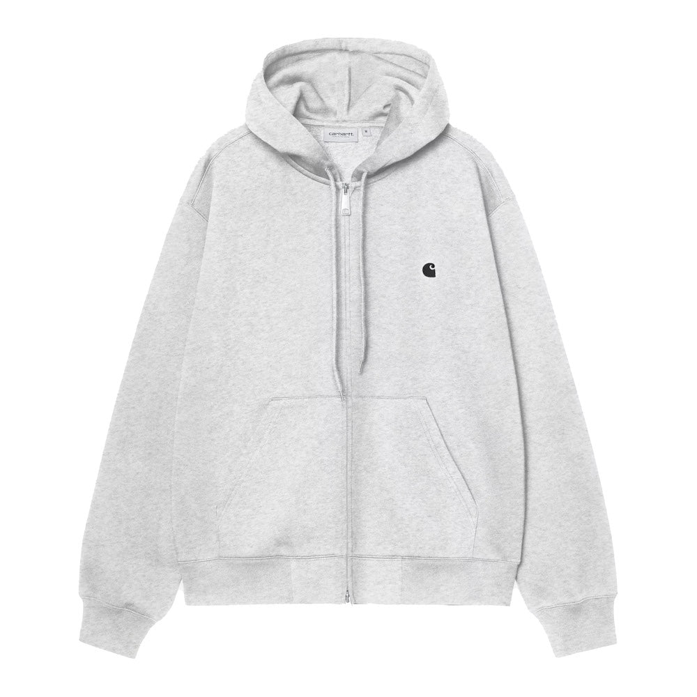 Felpa con cappuccio Carhartt WIP Hooded Mack Sweat Jacket Ash Heather – vista frontale