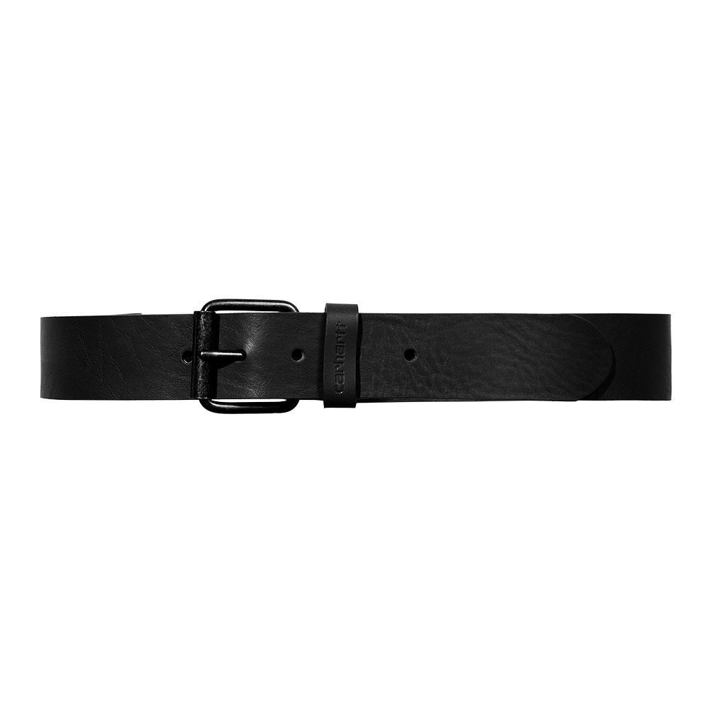 Cintura Carhartt WIP Script Belt Leather Black / Black – vista frontale