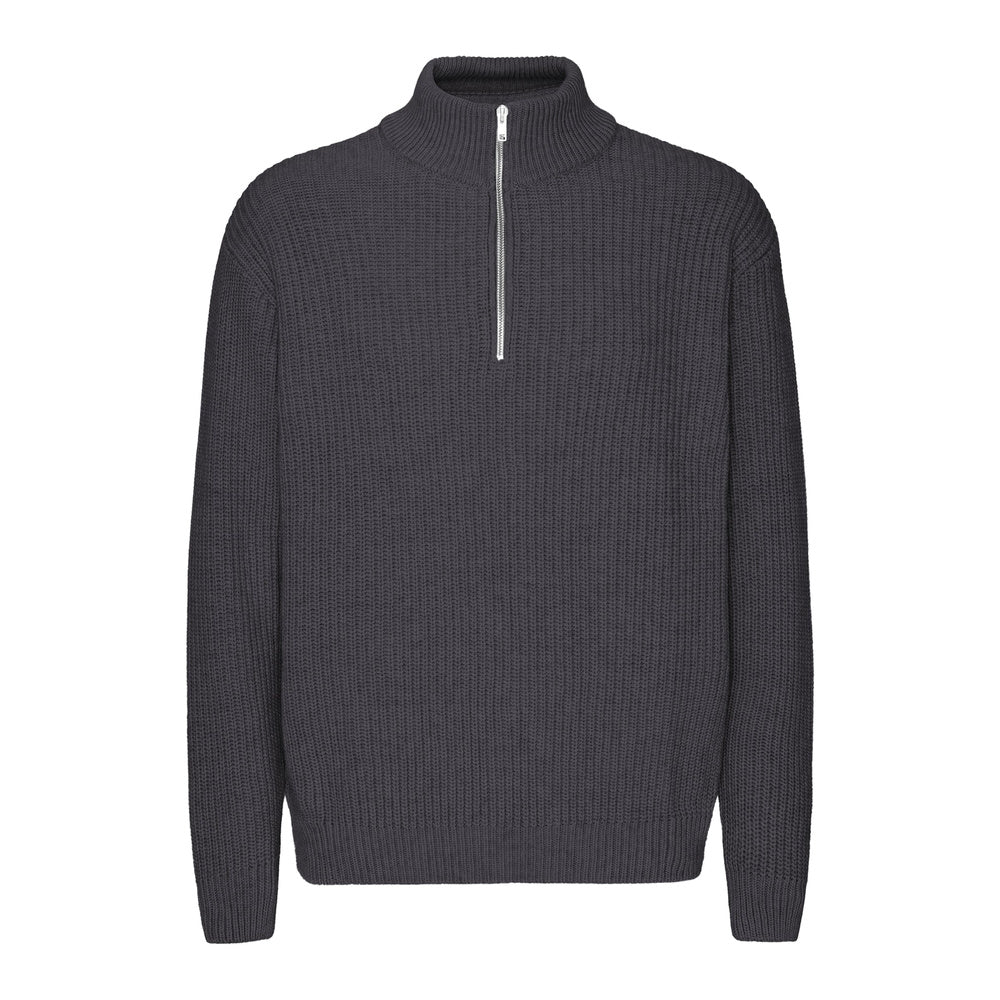 Maglione Colorful Standard Merino Quarter Zip Lava Grey – vista frontale