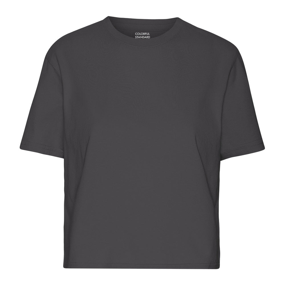 T-shirt Colorful Standard Organic Boxy Crop Tee Lava Grey – vista frontale
