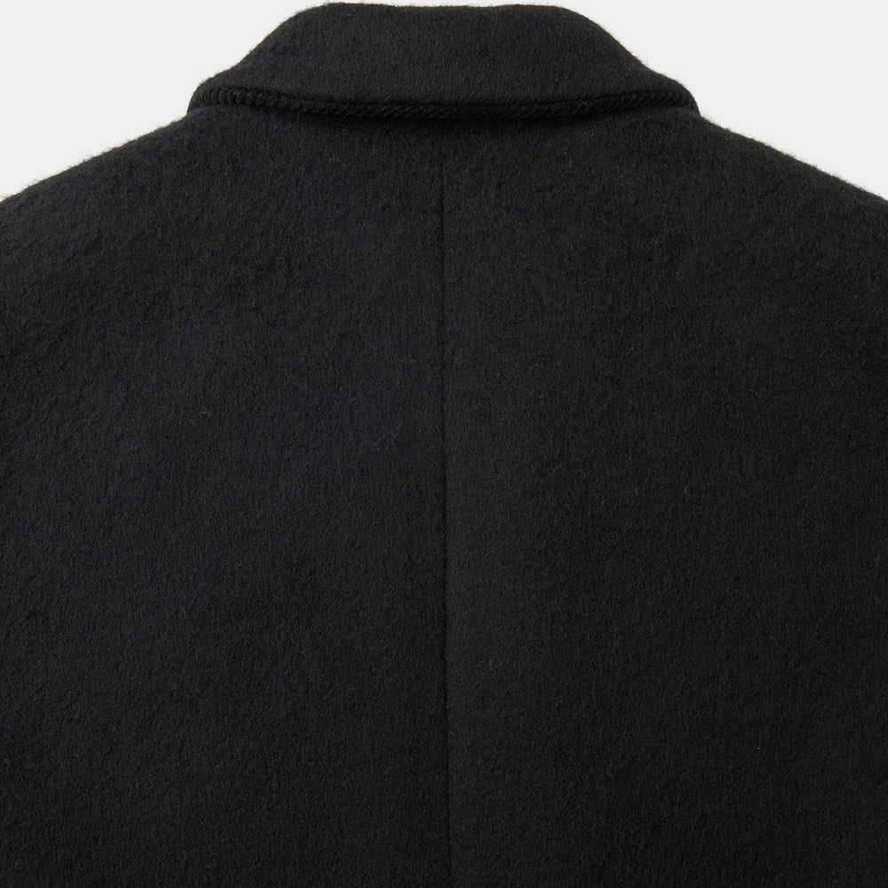 Cappotto COOR Corduroy Trim Hairy Chesterfield Coat Black – dettaglio del colletto sul retro