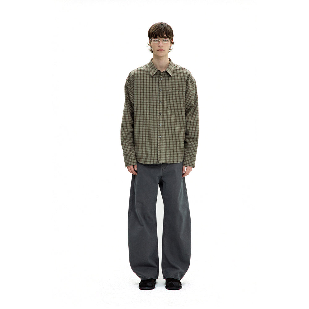 Camicia COOR Gun Club Check Shirt Sand Green – indossata vista frontale