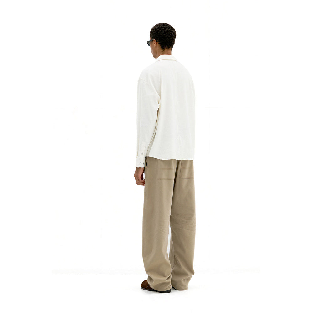 Camicia COOR Linen Silk Cutted Shirt Ivory – indossata vista posteriore