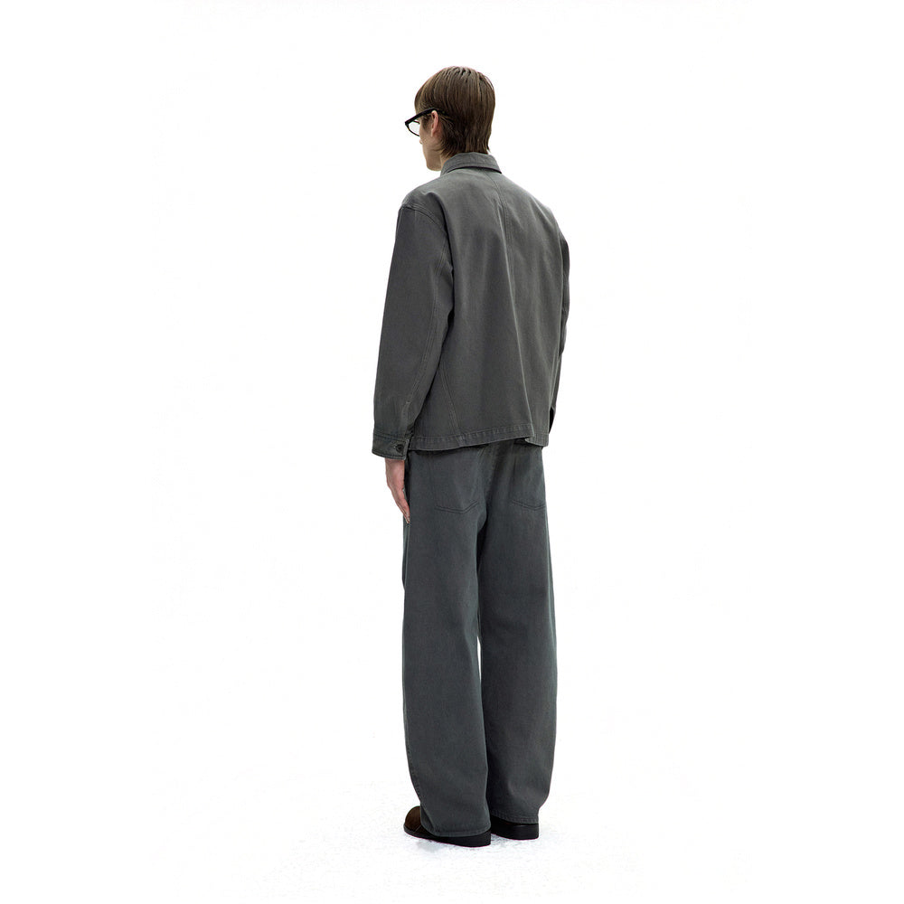 Pantaloni COOR Moleskin High Waist Curve Pants Washed Charcoal – indossati vista posteriore