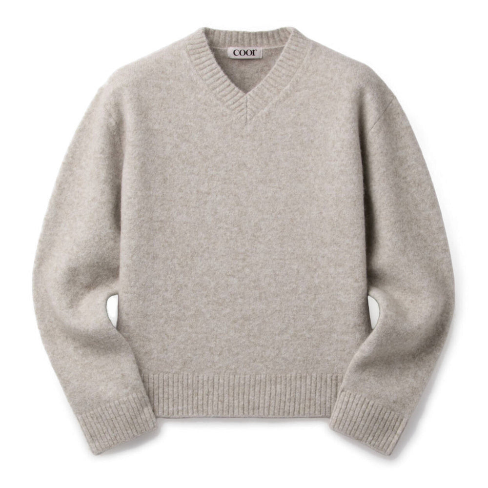 Maglione COOR Wool Blend Hairy V-Neck Sweater Ivory – vista frontale