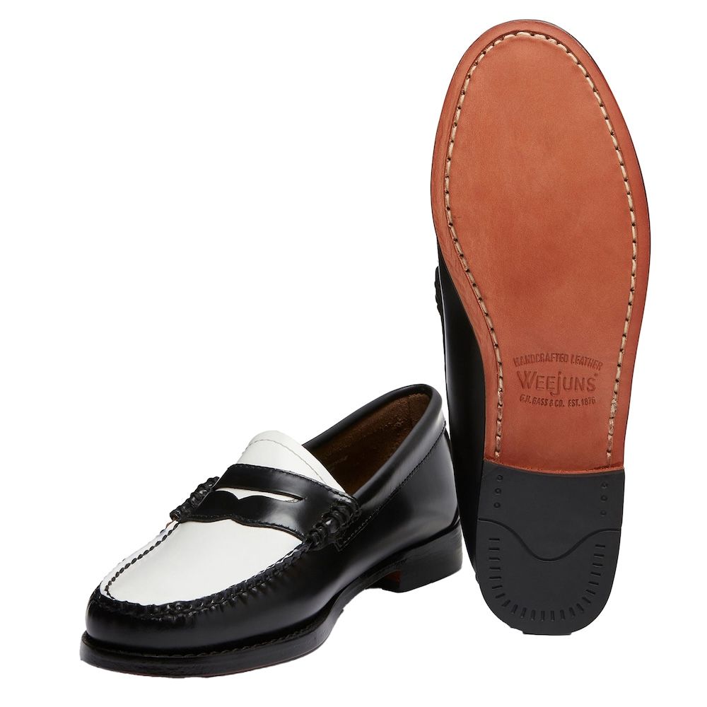 Mocassino G.H. Bass Weejuns Larson Penny Loafers Black/White – suola in cuoio