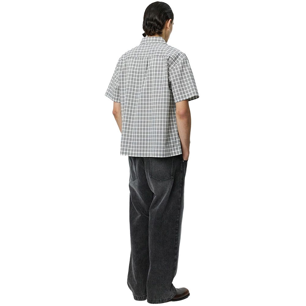 Camicia mfpen Holiday Shirt Off White Check – indossata vista posteriore
