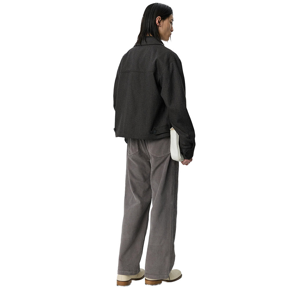 Giacca mfpen Mail Jacket Brown Melange Stripe – indossata vista posteriore