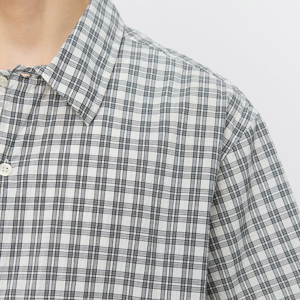Camicia mfpen Holiday Shirt Off White Check – dettaglio del tessuto