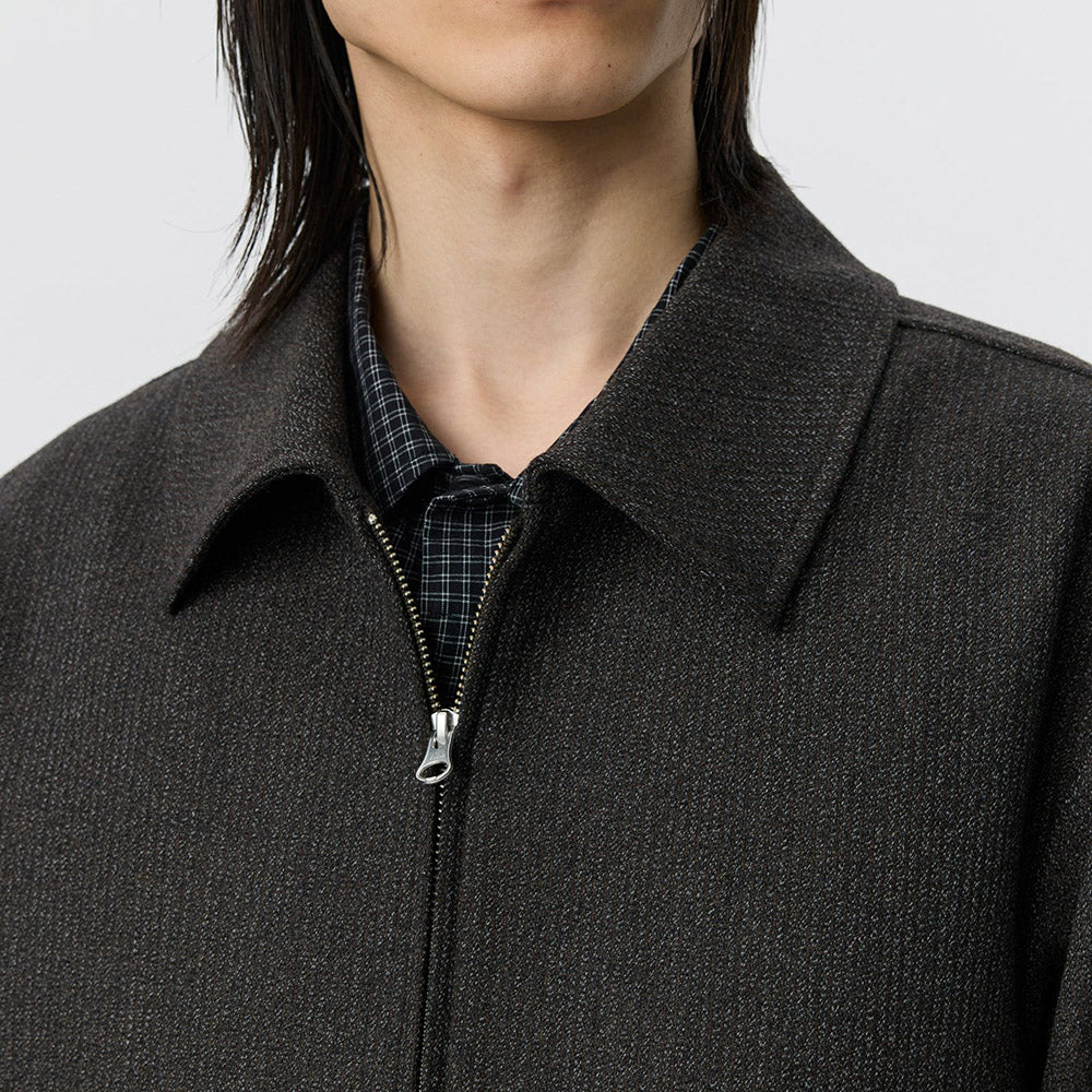Giacca mfpen Mail Jacket Brown Melange Stripe – dettaglio del colletto