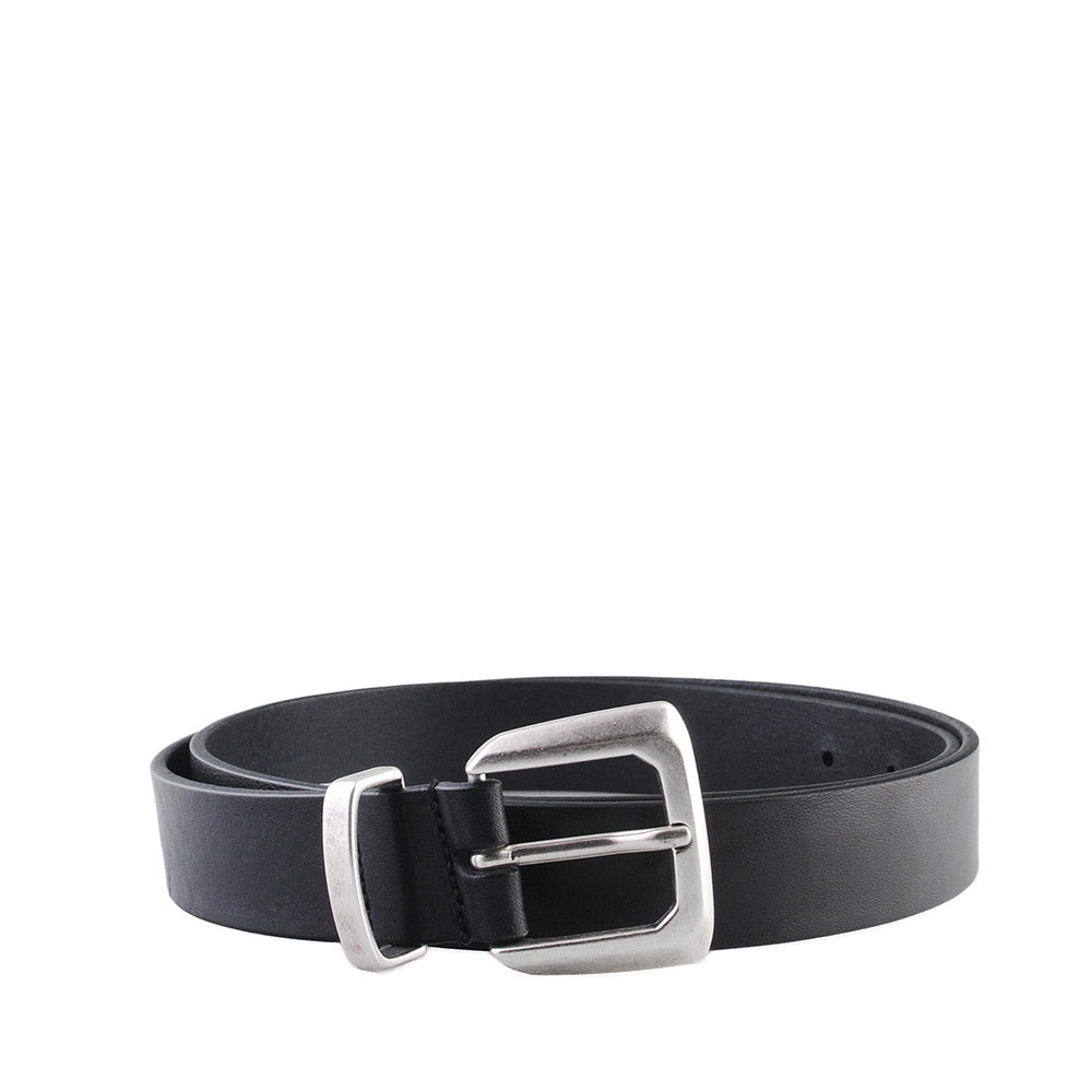 Cintura Molebo Beveled Buckle Leather Belt Black – vista frontale