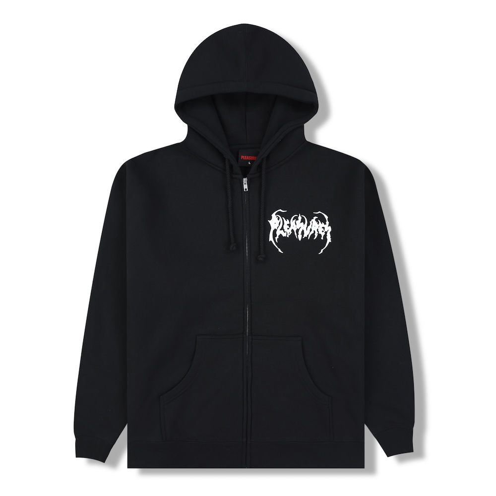 Felpa con cappuccio PLEASURES Pond Zip Hoodie Black – vista frontale