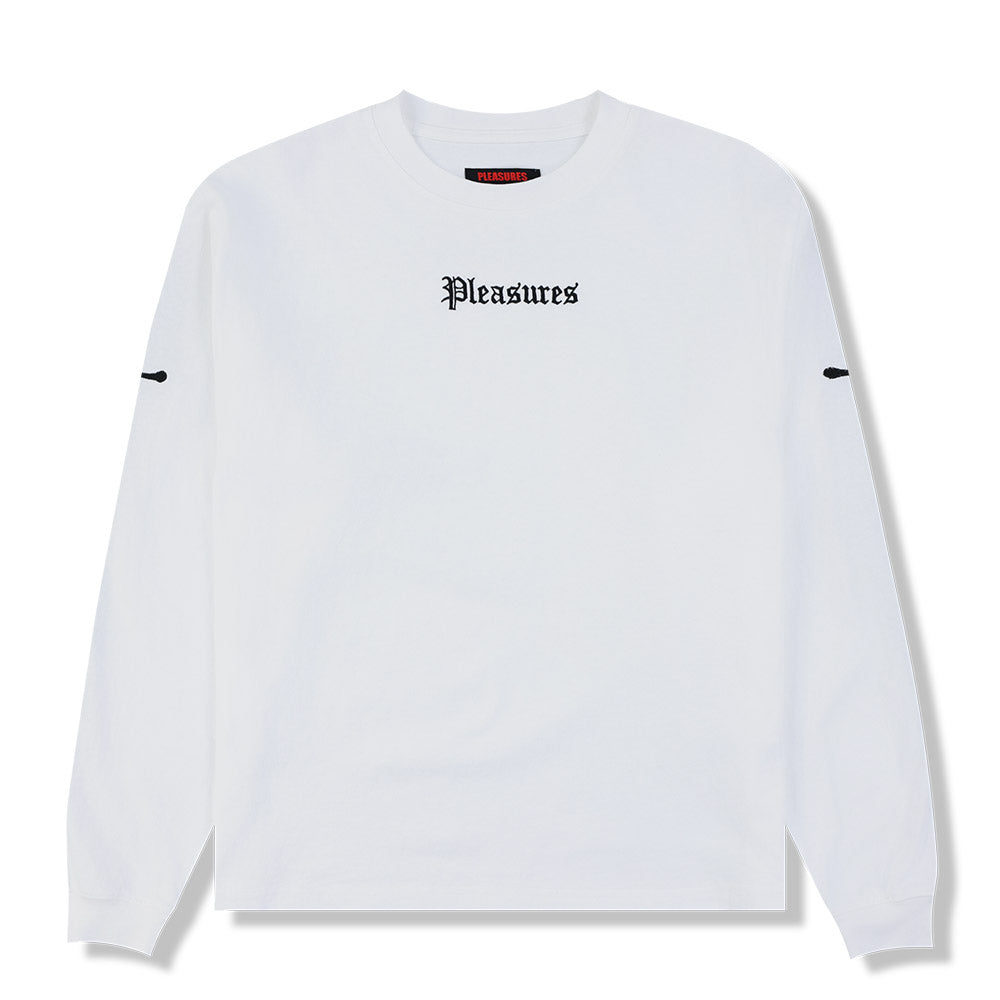 T-shirt PLEASURES Luster LS Tee White – vista frontale