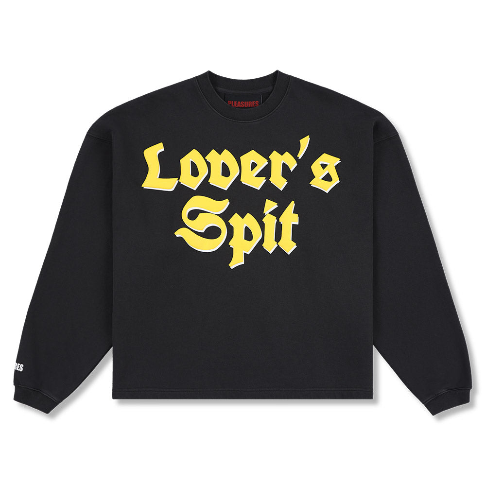 Felpa PLEASURES Spit Crewneck Black – vista frontale