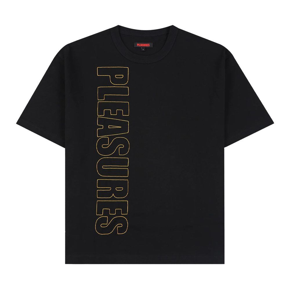 T-shirt PLEASURES Outline Heavyweight Shirt Black – vista frontale