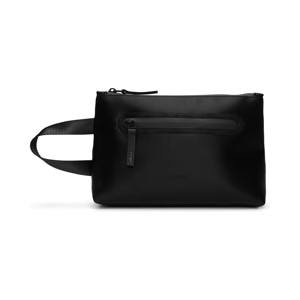 Rains Cosmetic Bag Zip Black Satin – front view