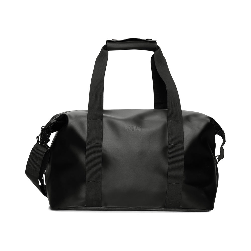 Rains Hilo Weekend Bag Small Black Satin – front view