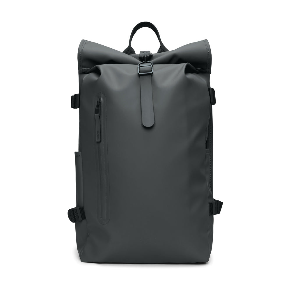 Zaino Rains Rolltop Rucksack Large Dark Grey – vista frontale