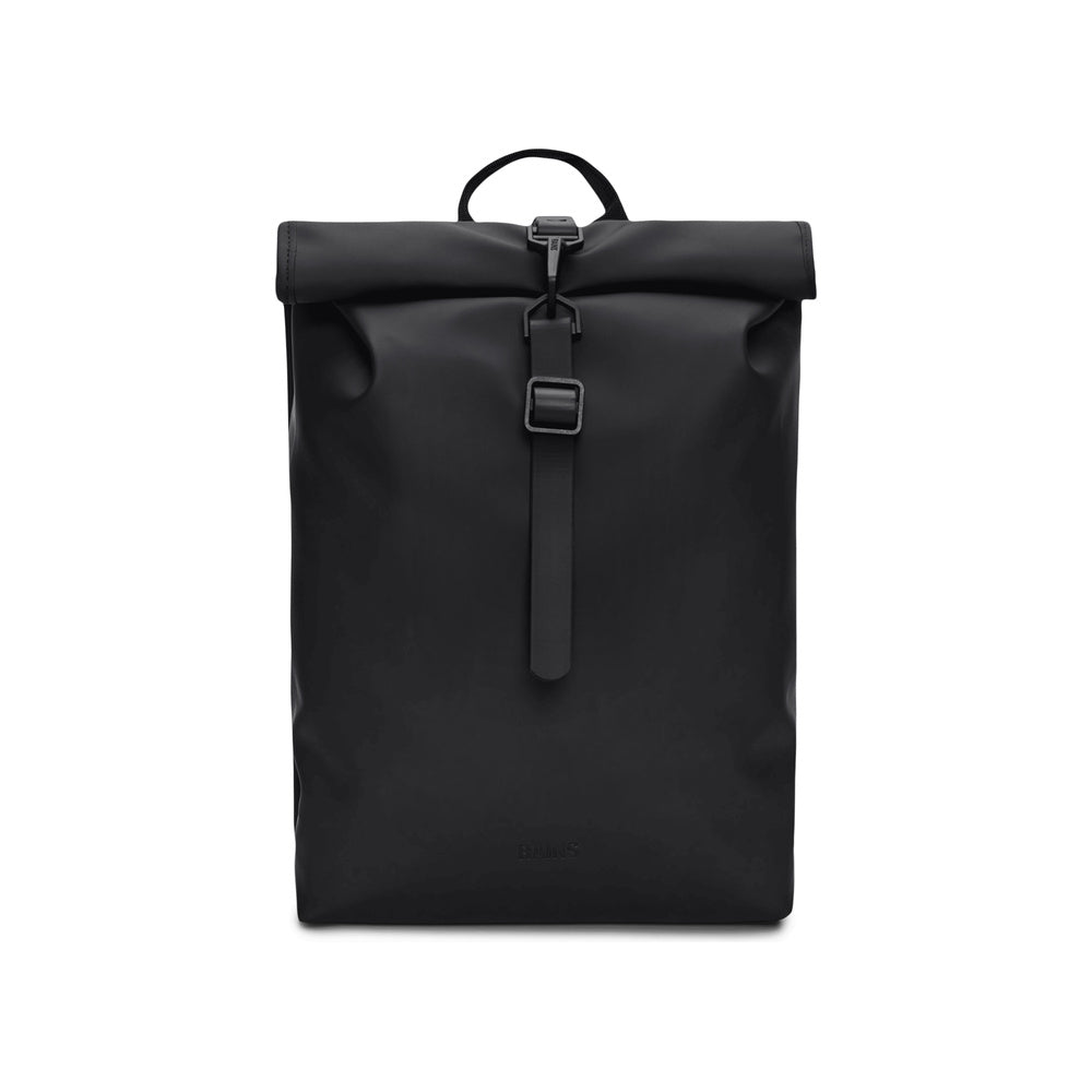 Zaino Rains Rolltop Rucksack Mini Black – vista frontale
