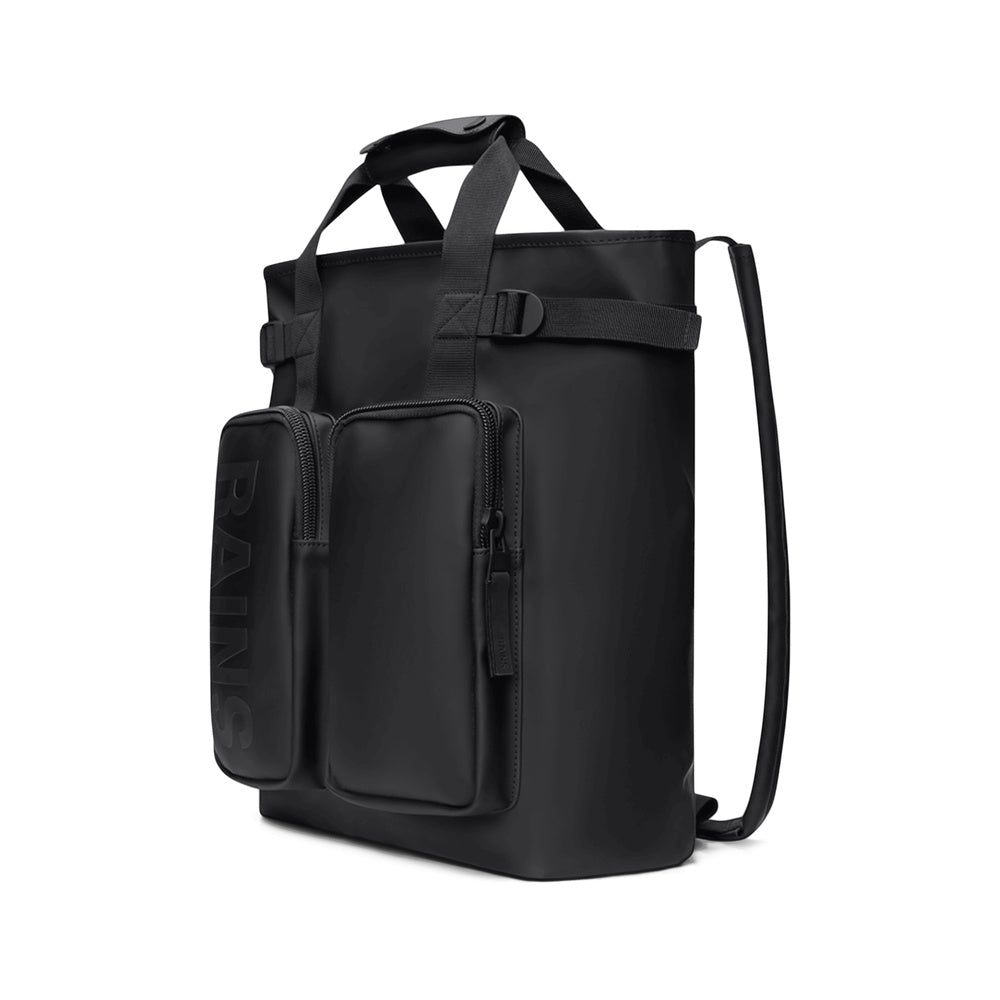 Zaino Rains Texel Tote Backpack Black – vista di tre quarti