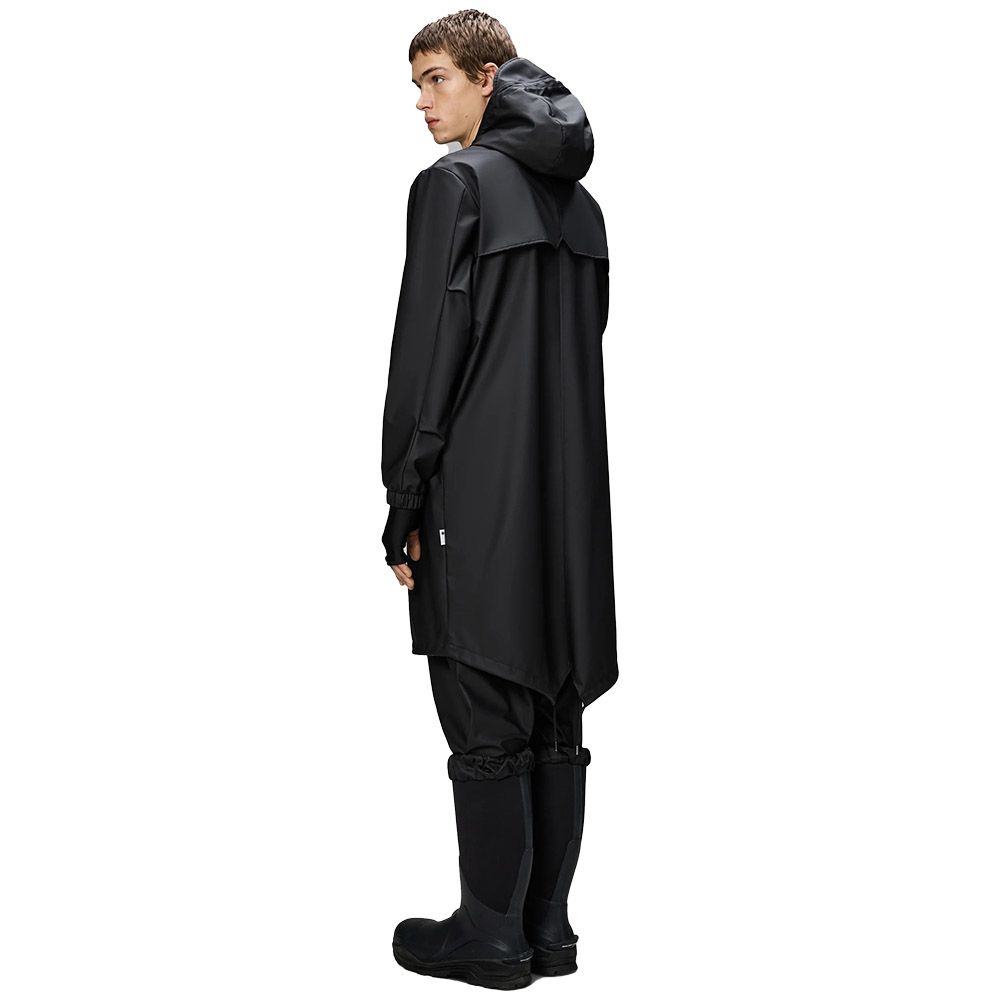Rains Fishtail Parka Black – worn by a model, side view