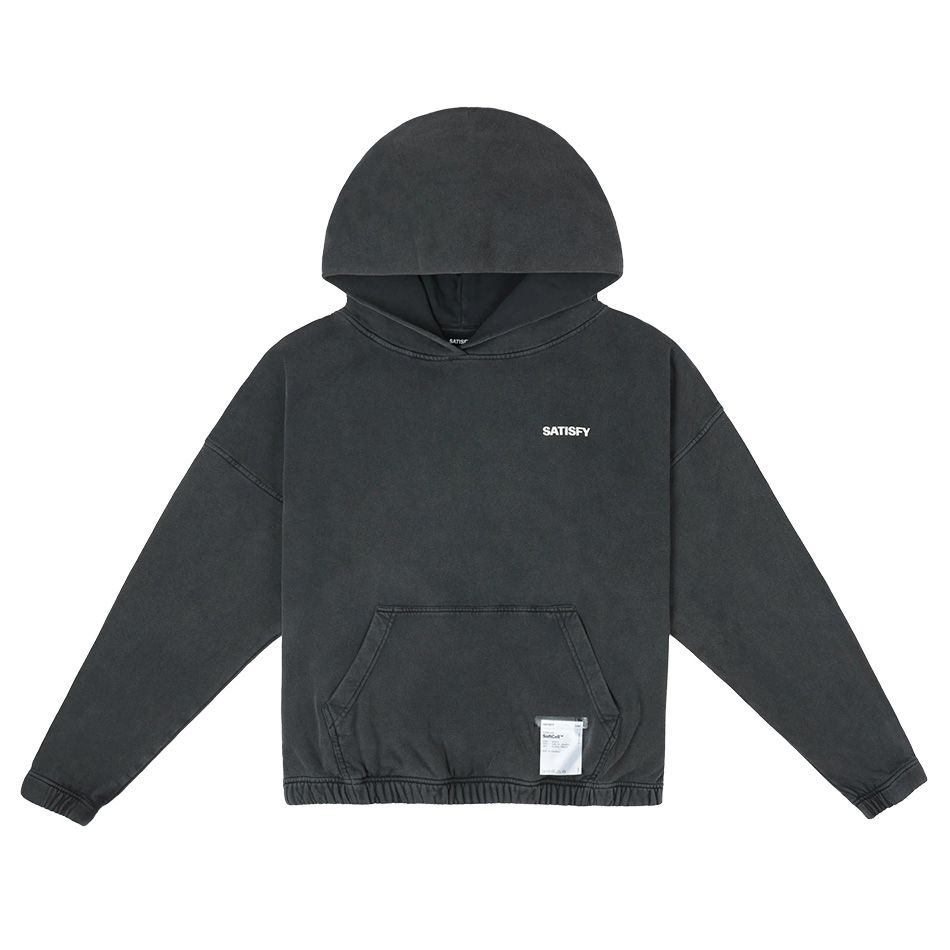Felpa Satisfy SoftCell Hoodie Aged Black – vista frontale