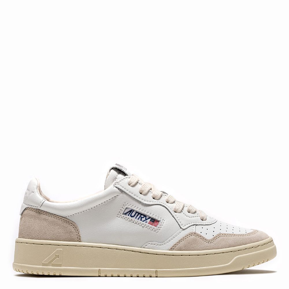 Sneaker Autry Medalist Low Man Leather/Suede White/Beige – vista laterale