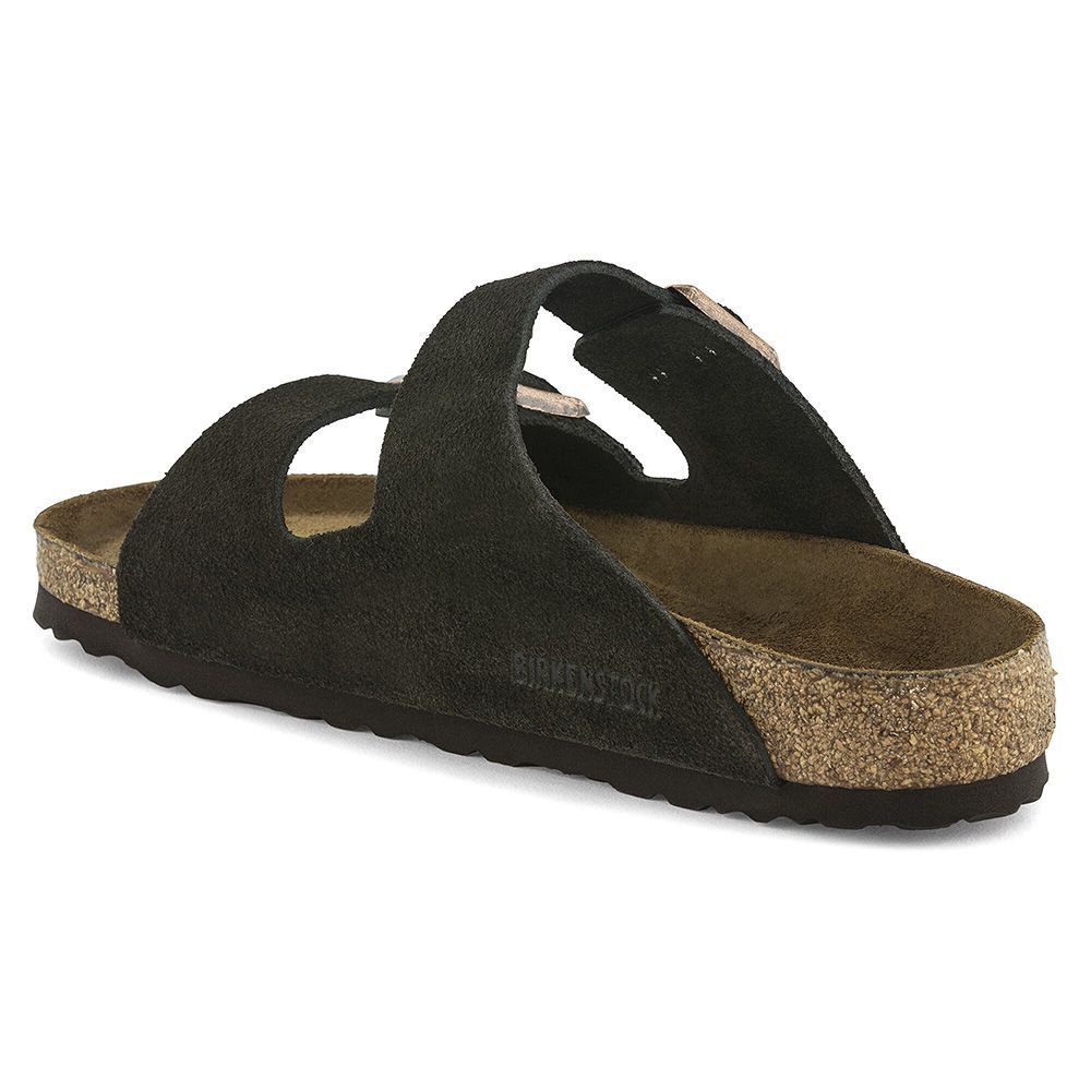 Sandalo Birkenstock Arizona Soft Footbed in pelle scamosciata Mocha – vista posteriore