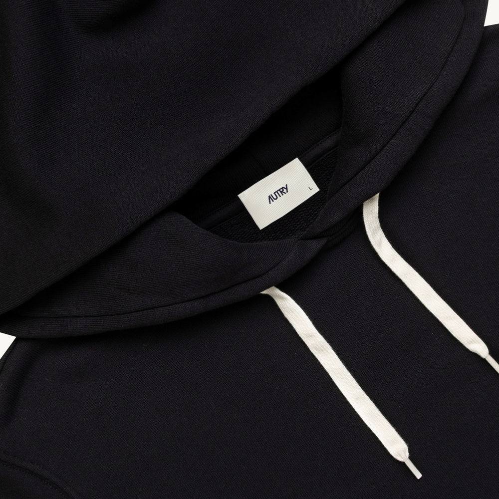 Felpa con cappuccio Autry Hoodie With Embroidered Logo For Man Black – dettaglio del cappuccio e della coulisse