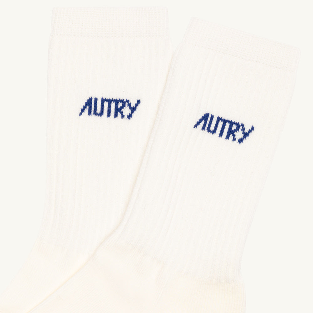 Calze Autry Socks With Jacquard Logo Ivory / Blue – dettaglio del logo jacquard