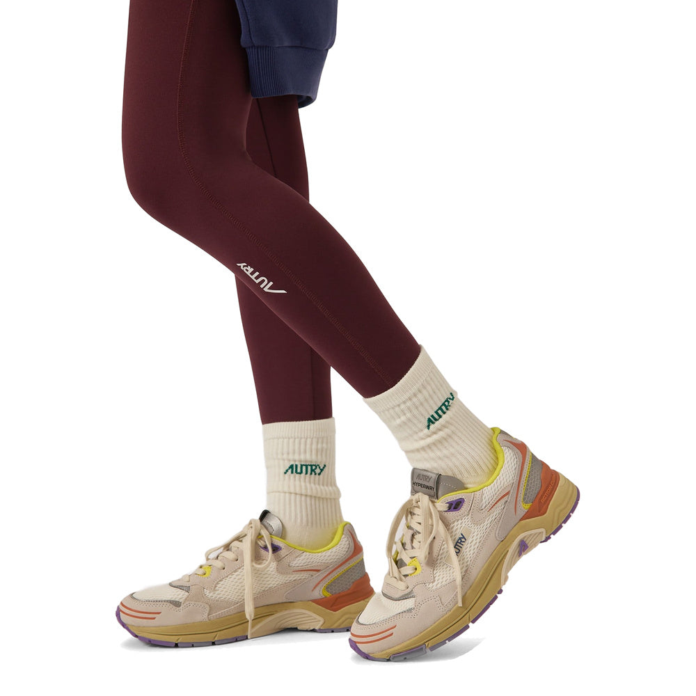 Calze Autry Socks With Jacquard Logo Ivory / Green – indossate