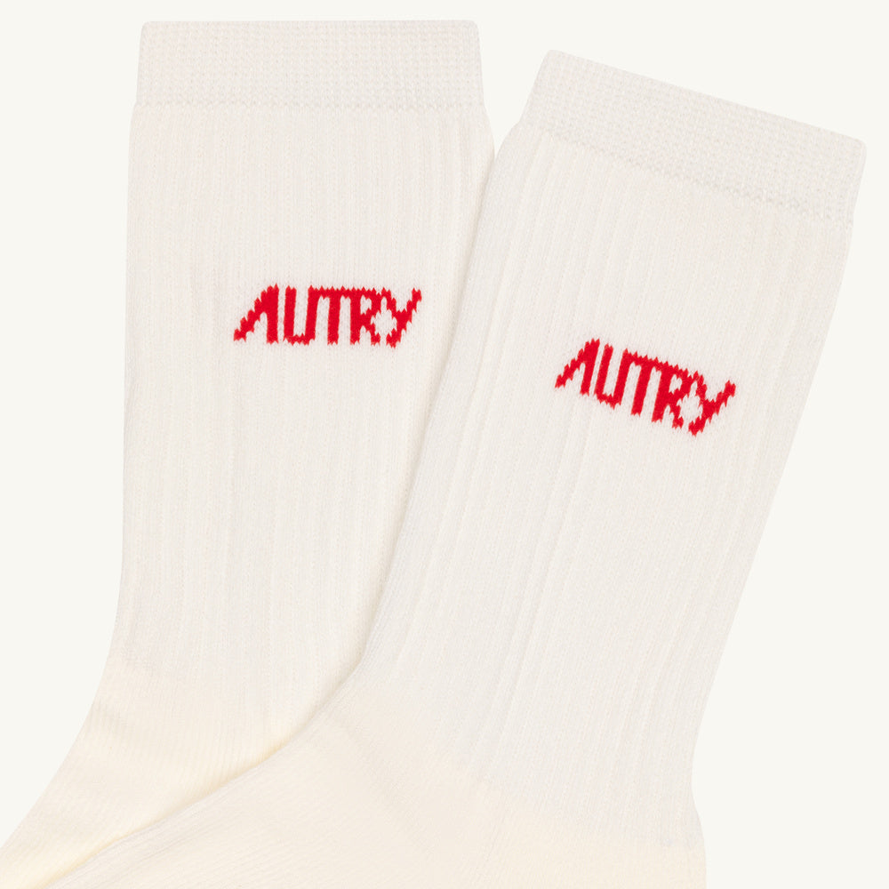 Calze Autry Socks With Jacquard Logo Ivory / Red – dettaglio del logo jacquard