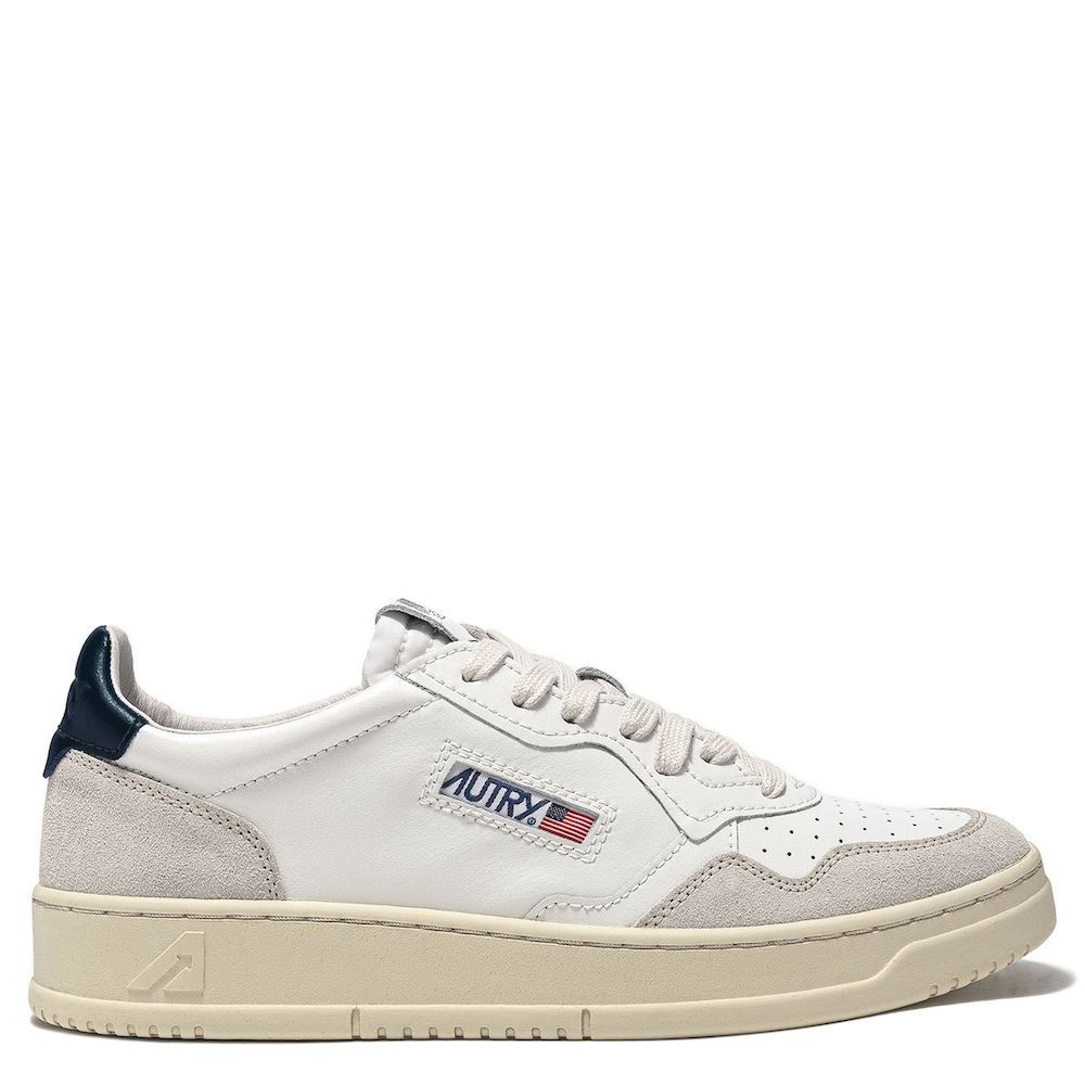 Sneaker Autry Medalist Low Man Leather/Suede White/Blue – vista laterale