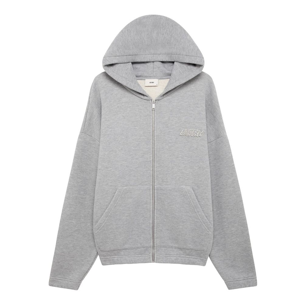 Felpa con cappuccio Autry Tonal Logo Full Zip Hoodie Unisex Dark Melange – vista frontale