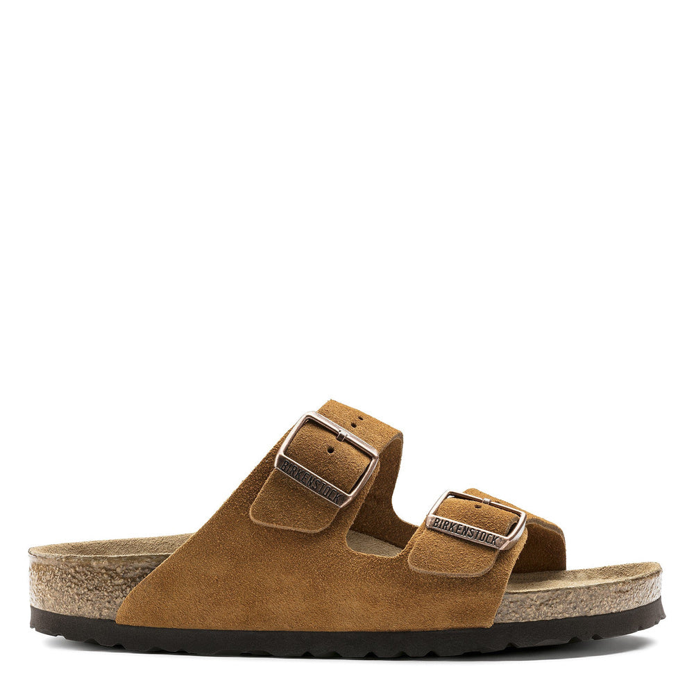 Sandalo Birkenstock Arizona Soft Footbed in pelle scamosciata Mink – vista laterale
