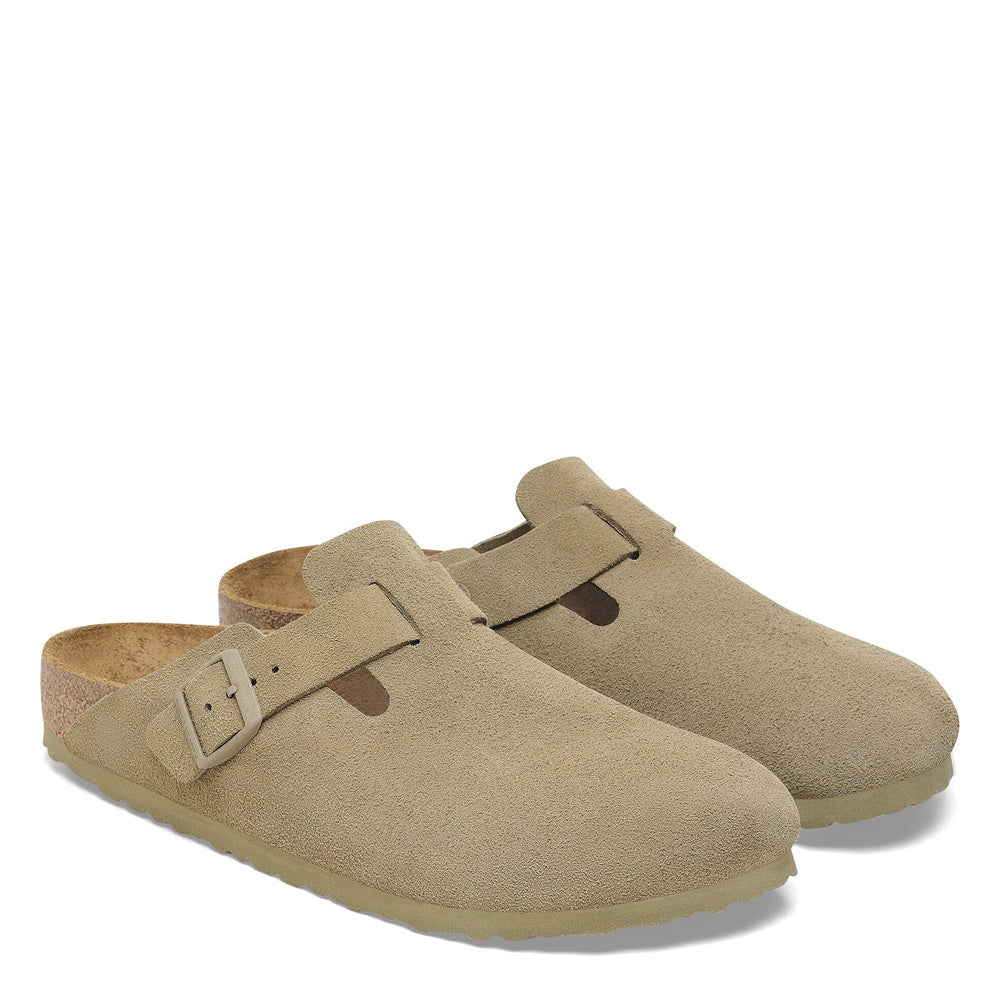 Zoccolo Birkenstock Boston in pelle scamosciata Faded Khaki – coppia, vista di tre quarti