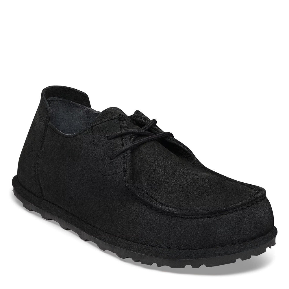 Scarpa Birkenstock Utti Lace Man in pelle scamosciata Black – vista di tre quarti
